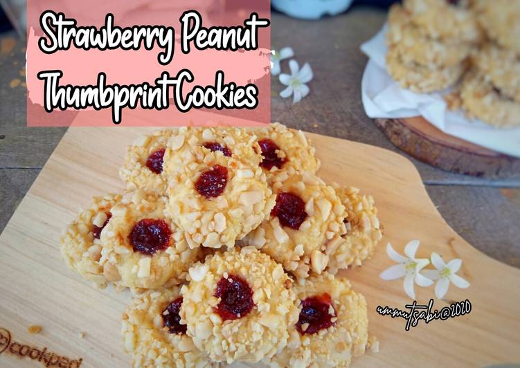 Langkah Mudah untuk Membuat 🌸Strawberry Peanut Thumbprint Cookies Anti Gagal