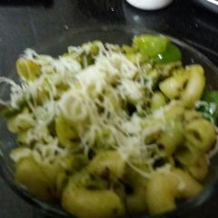 Raw mango spinach pesto pasta A picture of Raw mango spinach pesto pasta.