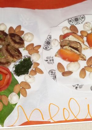 A picture of Potato and dry fruits cutlet, with roasted paneer.