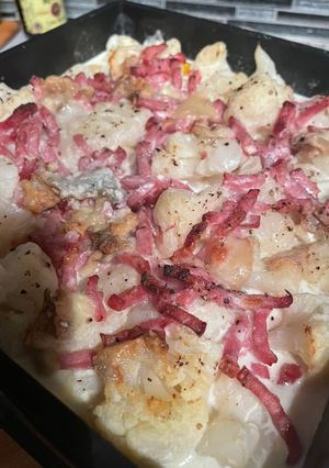 Une photo de Gratin de chou fleurs gorgonzola / bacon