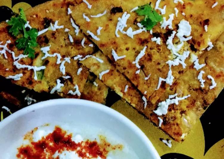 Step-by-Step Guide to Make Quick Paneer onion paratha with melting butter