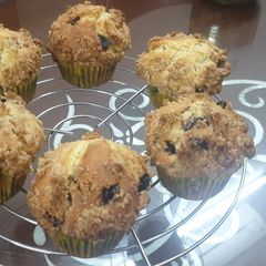 A picture of Blueberry loaded Streusel Muffins.