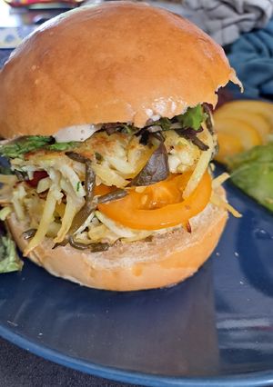 Une photo de Burger végétarien aux salicornes