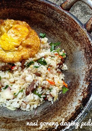 Foto resep Nasi goreng daging pedas
