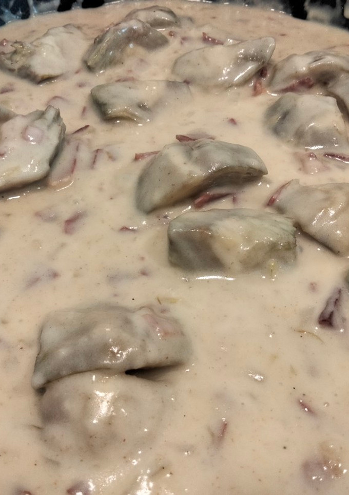 Una foto de Alcachofas con jamón a la bechamel