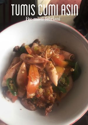 Foto resep Tumis Cumi Asin Tanpa Minyak