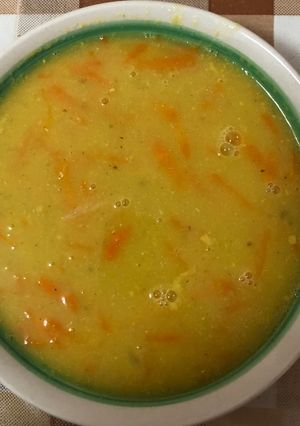 A picture of Lentil Soup with Shredded Carrots and Potatoes.