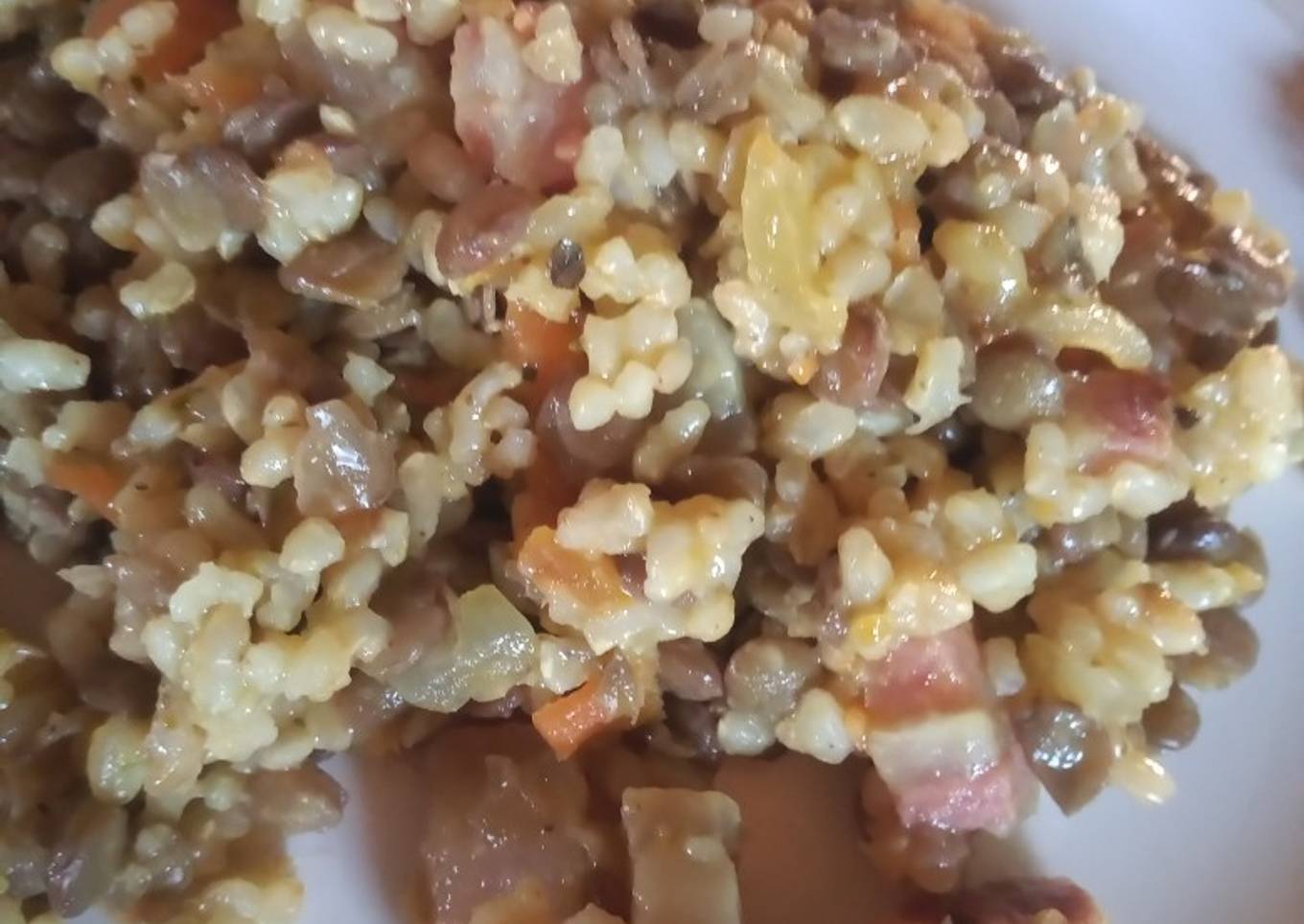 Arroz integral con lentejas¡!👏🏻👏🏻