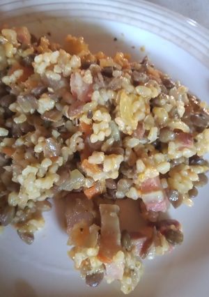 Una foto de Arroz integral con lentejas¡!👏🏻👏🏻