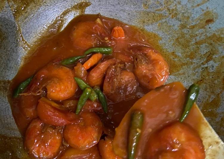 Udang saos pedas simple