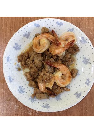 รูปของ กุ้ง&หมูสับผัดน้ำมันหอย