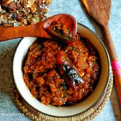 A picture of Puli Inji / Ginger Chutney.
