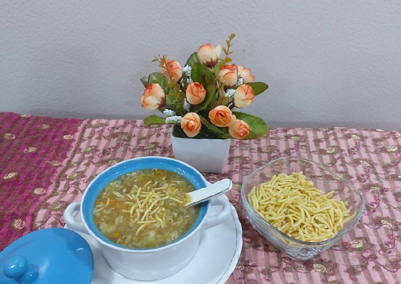 Chicken veggies Manchurian soup