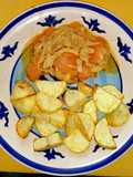 Pollo a la Zanahoria con papas doradas