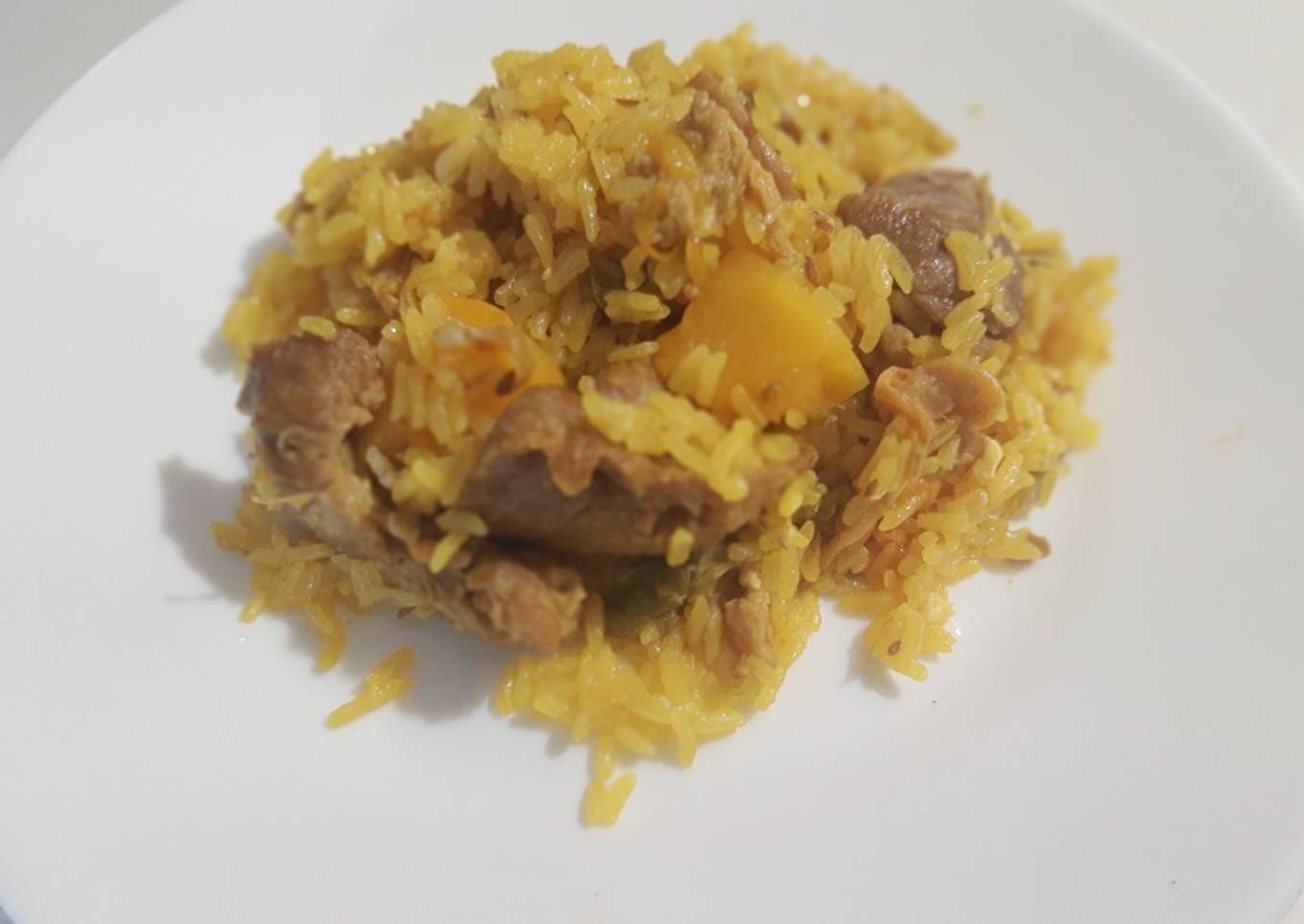 Arroz con cerdo y calabaza
