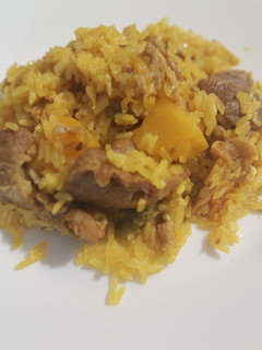 Una foto de Arroz con cerdo y calabaza