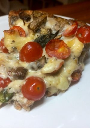 Una foto de Tarta integral caprese