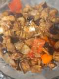 Ensalada Tibia de Berenjenas y Tofu de Porotos