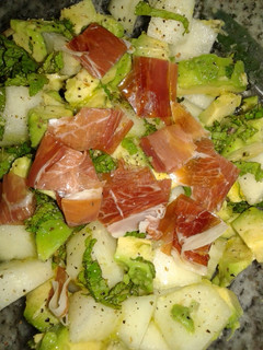 Una foto de Ensalada de melón con jamón