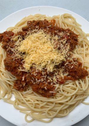 Una foto de Spaghetti con salsa bolognesa
