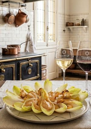 Una foto de Endivias con Manzana y salsa de queso Emmental