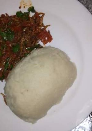 A picture of Fried Omena with Ugali.