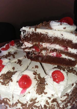 A picture of Black forest cake.