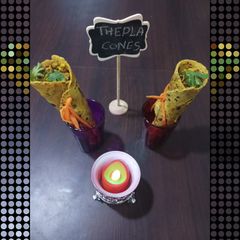 Thepla & sprouts cones A picture of Thepla & sprouts cones.