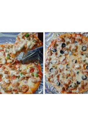 A picture of Chiken fajita pizza without oven🍕.