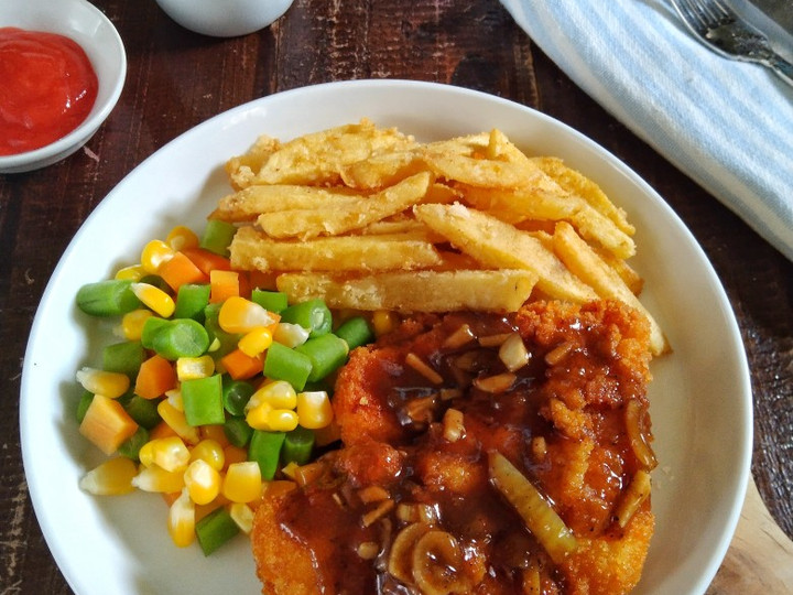 Cara Gampang Membuat Chicken Katsu Steak (Saus Lada Hitam) Bahan Sederhana