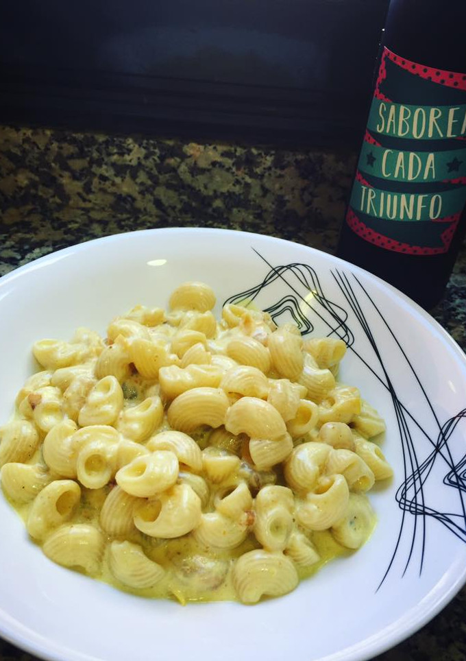 Una foto de Pasta con gambas al curry