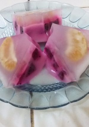 Foto resep Puding Buah Naga Lapis Jeruk