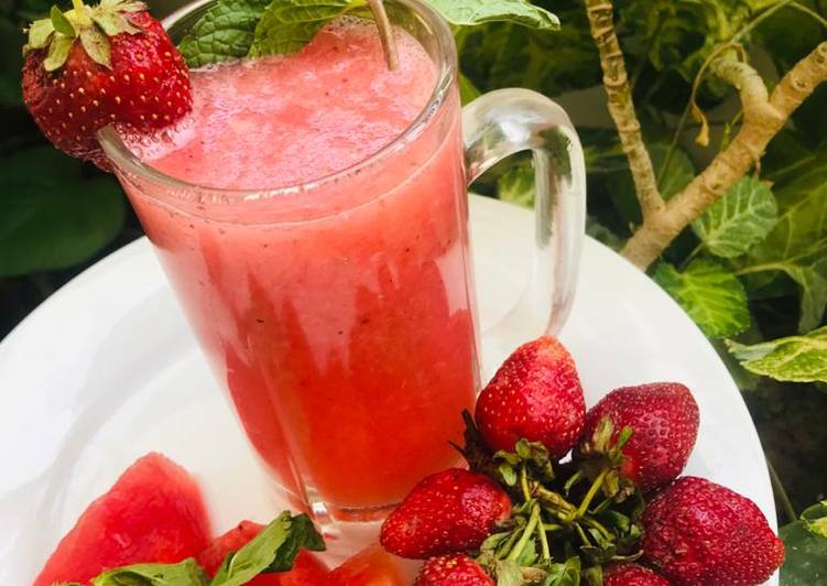 Simple Way to Prepare Super Quick Homemade Strawberry and watermelon juice
