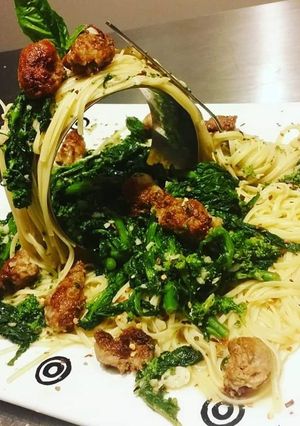 A picture of Sausage,Broccoli Rabe & Linguine Fini,Fra Diavlo!.