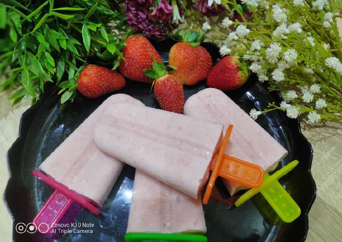 Resep Strawberry Banana Milk Popsicles, Menggugah Selera