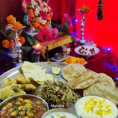 A picture of Maharashtrian Thali for Ganesh Chaturthi.