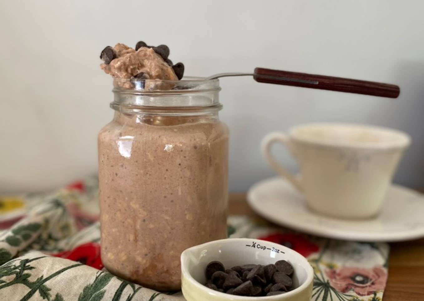 Avena nocturna de chocolate (overnight oats)