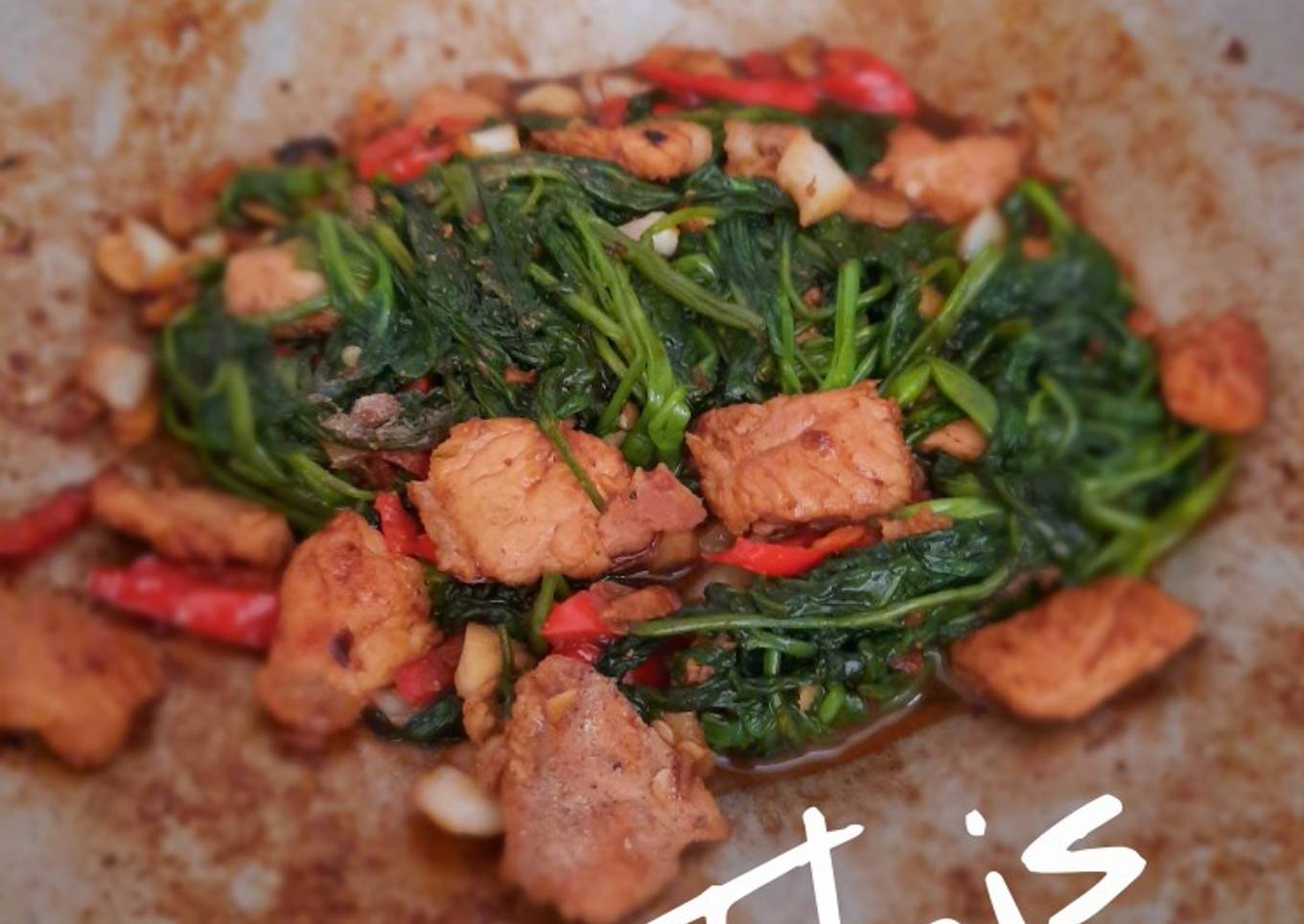 Kangkung Tausi dengan Daging