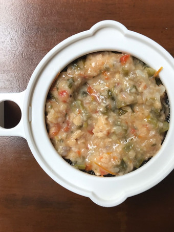 Cara Gampang Menyiapkan MPASI 9 Bulan Nasi Tim  [Ceker Ayam, Tempe, Buncis, Caisim &amp; Tomat] Yang Lezat