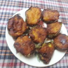 Potato stuffed capsicum A picture of Potato stuffed capsicum.