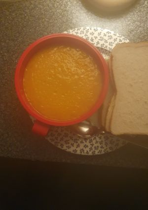 A picture of Carrot and Ginger soup.