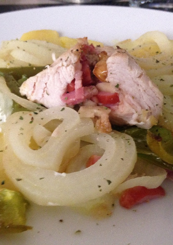 Una foto de Solomillo de pavo o cerdo relleno al horno