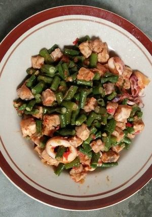 Foto resep Tumis kacang panjang+tempe+cumi