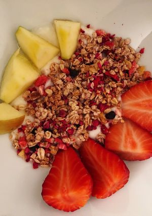 Una foto de Yogur con toppings