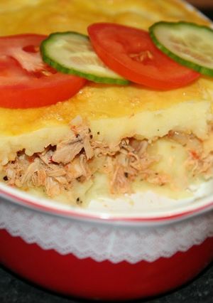 O poză a rețetei Piure de cartofi cu carne de pui.