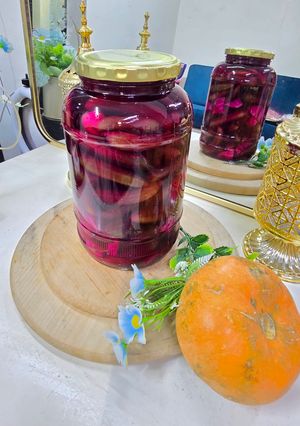 A picture of Pickled Cucumbers with Beetroot.