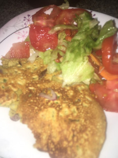 A picture of Gram flour pancake with salads.