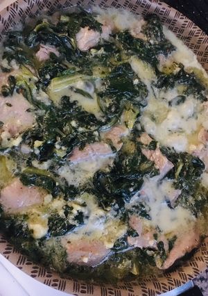 Una foto de BONDIOLA DE CERDO CON ACELGA A LA CREMA 🤩😋🍻