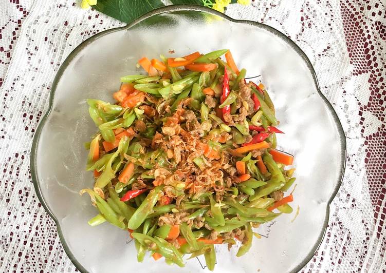 Langkah memasak Tumis Buncis Daging Lezat