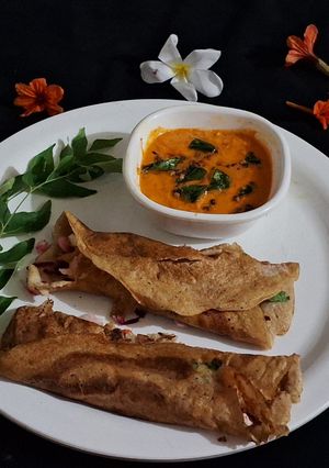 A picture of Protein rich Black chickpeas Dosa (healthy breakfast).